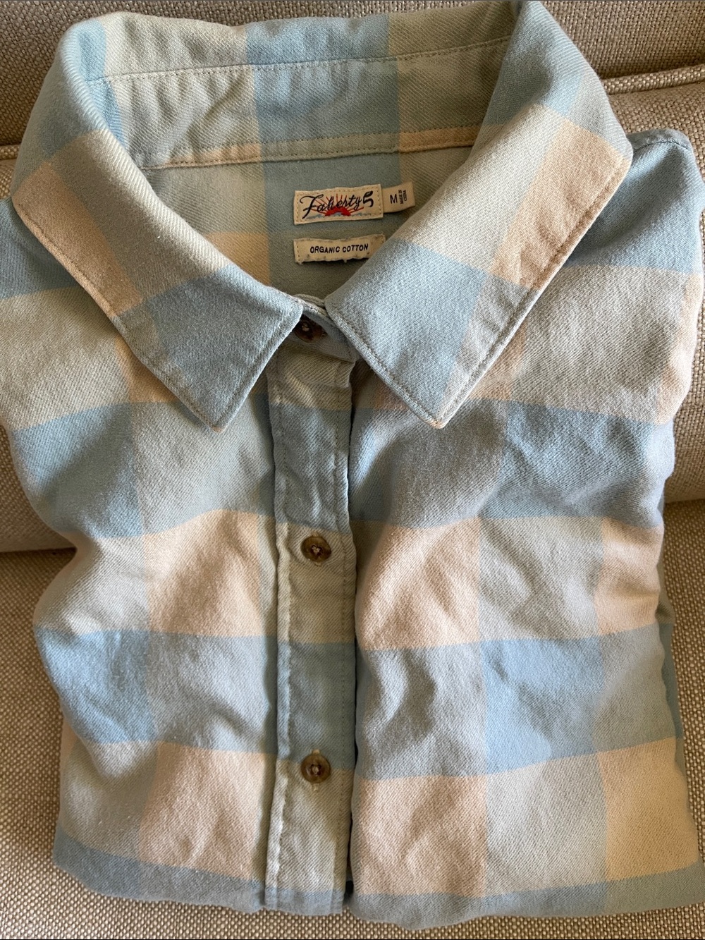 Faherty Organic Cotton Light Blue and Cream Button-Down Shirt